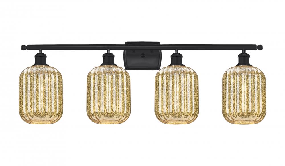 Preston Cylinder - 4 Light - 37 inch - Matte Black - Bath Vanity Light