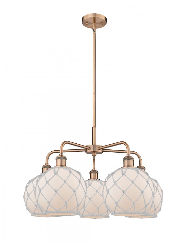 Farmhouse Rope - 5 Light - 27 inch - Antique Copper - Stem hung - Chandelier