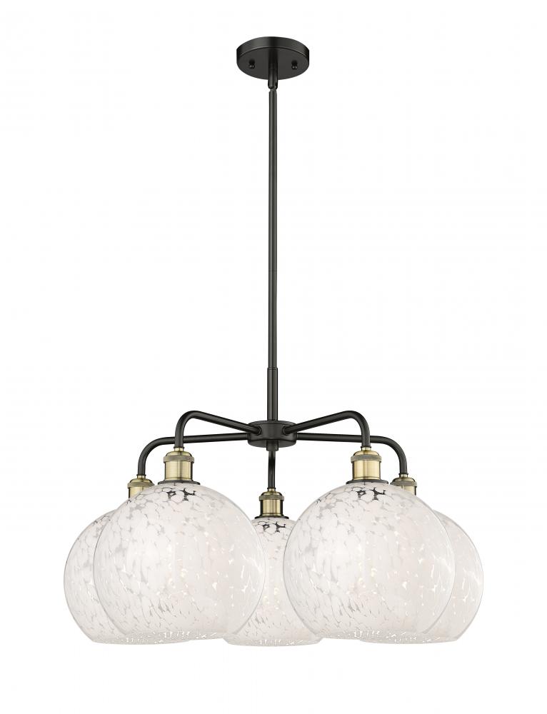 White Mouchette - 5 Light - 28 inch - Black Antique Brass - Chandelier