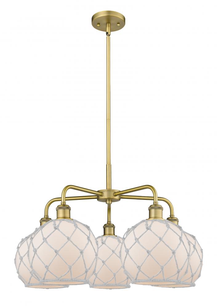 Farmhouse Rope - 5 Light - 27 inch - Brushed Brass - Stem hung - Chandelier