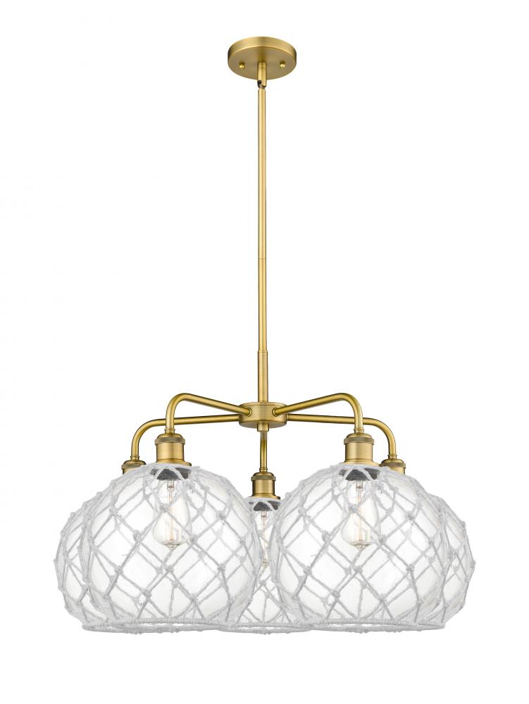 Farmhouse Rope - 5 Light - 29 inch - Brushed Brass - Stem hung - Chandelier