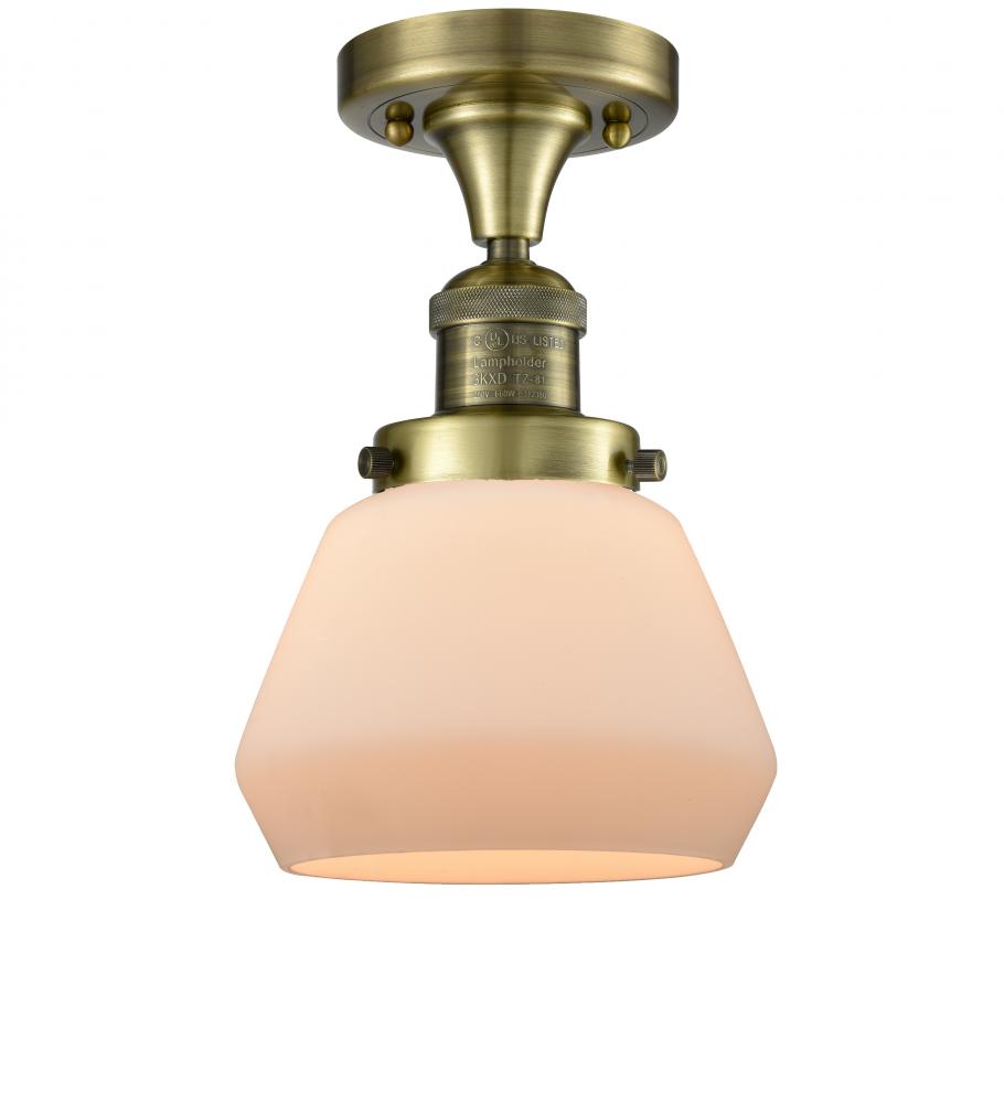 Fulton - 1 Light - 7 inch - Antique Brass - Semi-Flush Mount