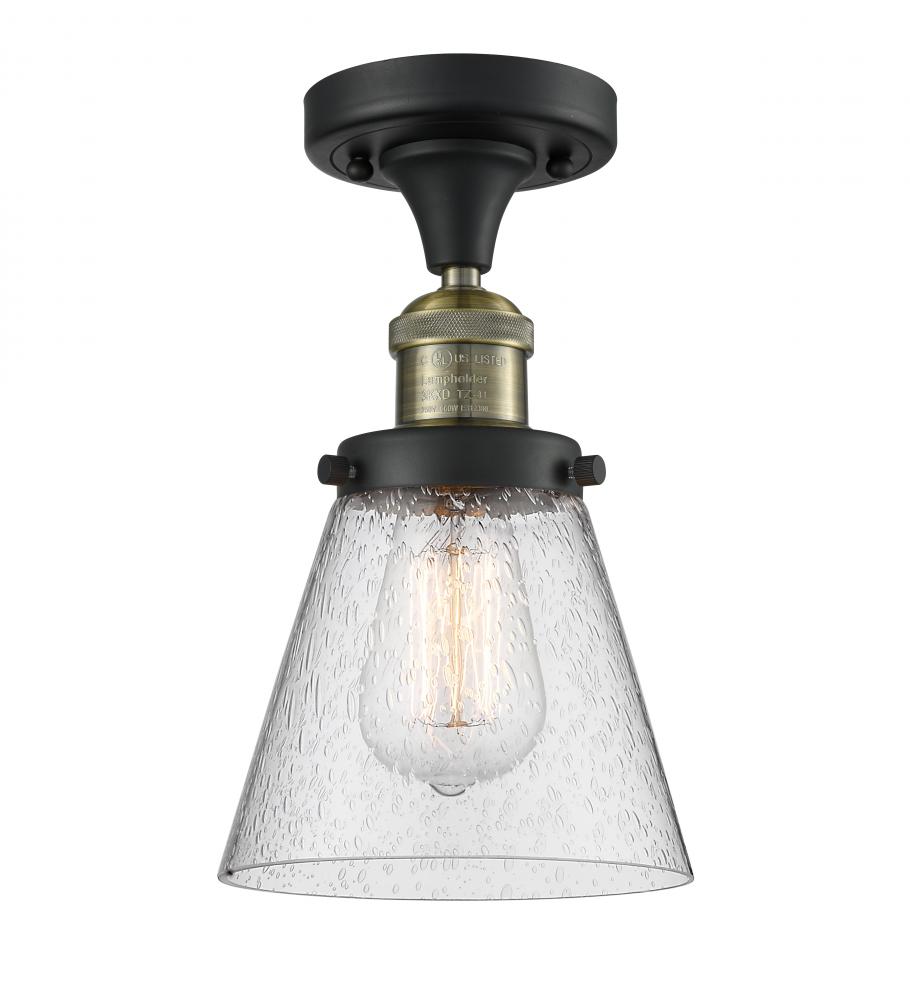 Cone - 1 Light - 7 inch - Black Antique Brass - Semi-Flush Mount