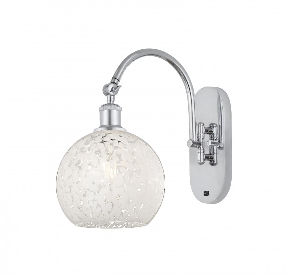 White Mouchette - 1 Light - 8 inch - Polished Chrome - Adjustable Swing Arm