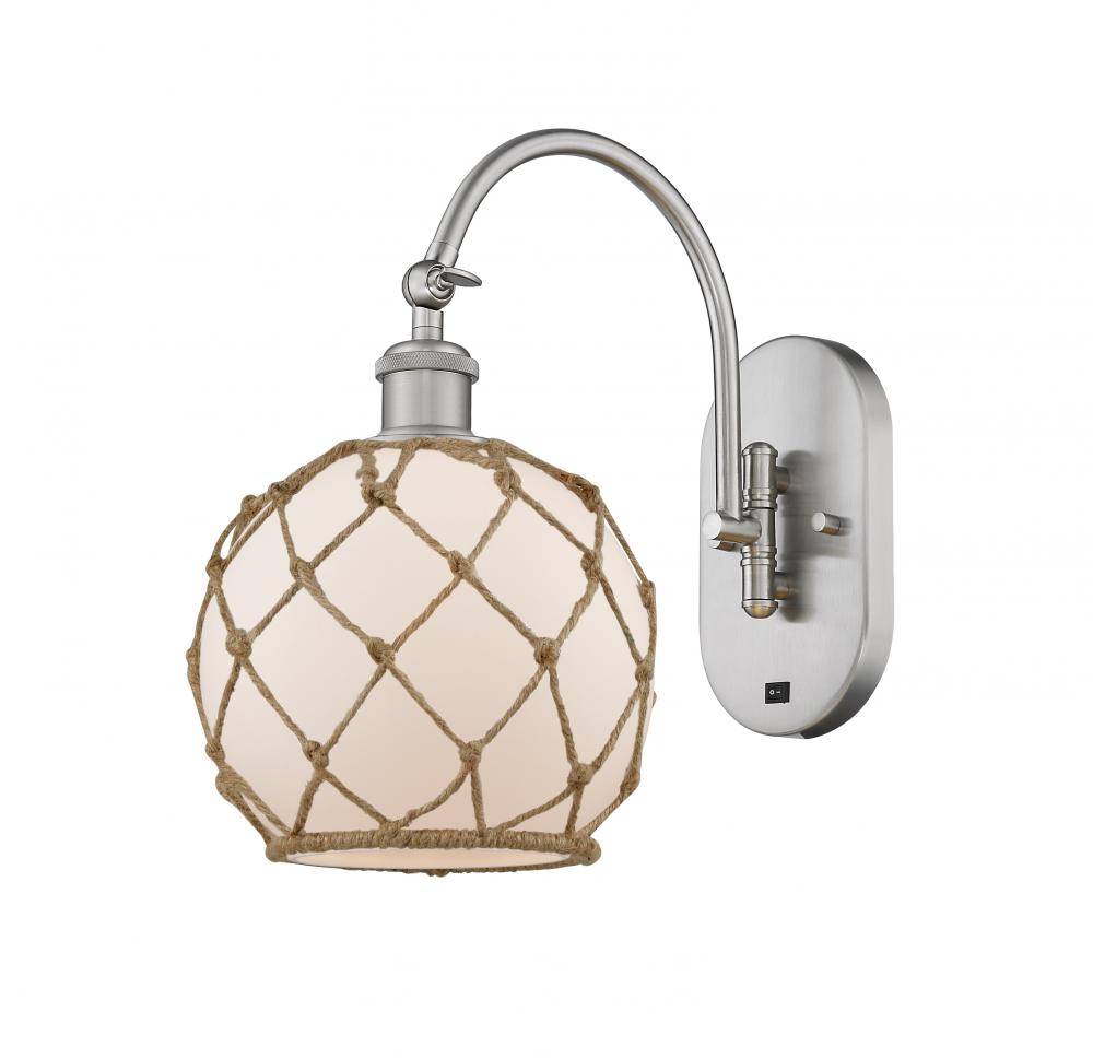 Farmhouse Rope - 1 Light - 8 inch - Brushed Satin Nickel - Adjustable Swing Arm