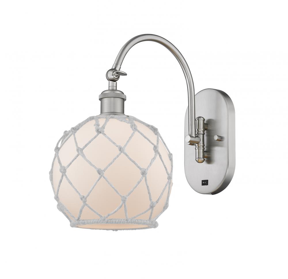 Farmhouse Rope - 1 Light - 8 inch - Brushed Satin Nickel - Adjustable Swing Arm