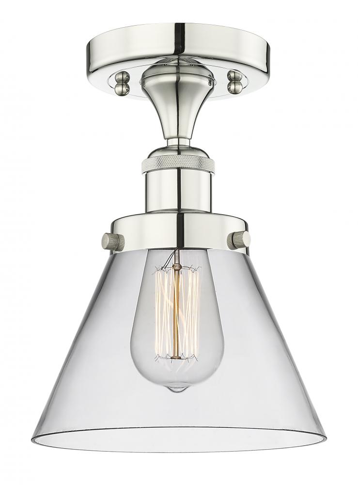 Cone - 1 Light - 8 inch - Polished Nickel - Semi-Flush Mount