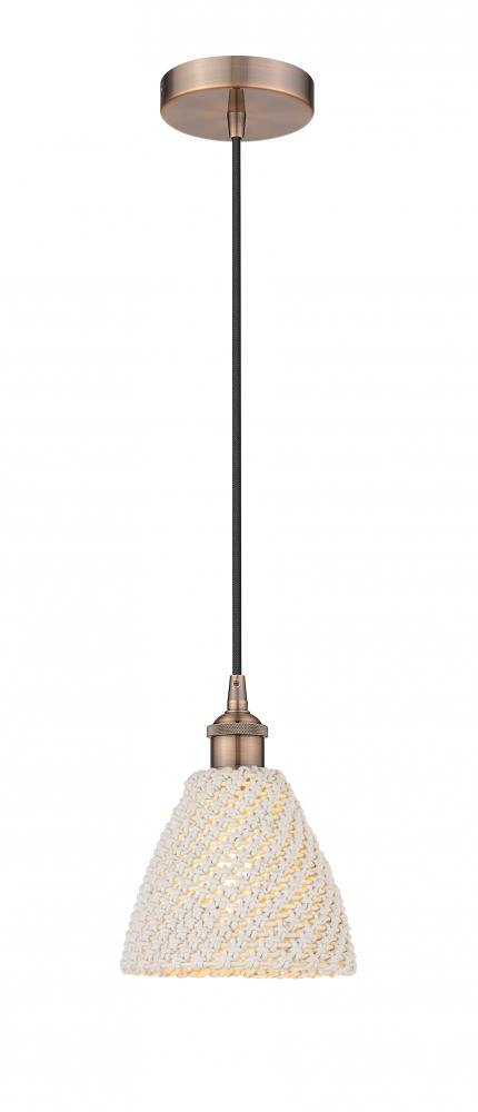 Bristol Natural - 1 Light - 6 inch - Antique Copper - Cord hung - Mini Pendant