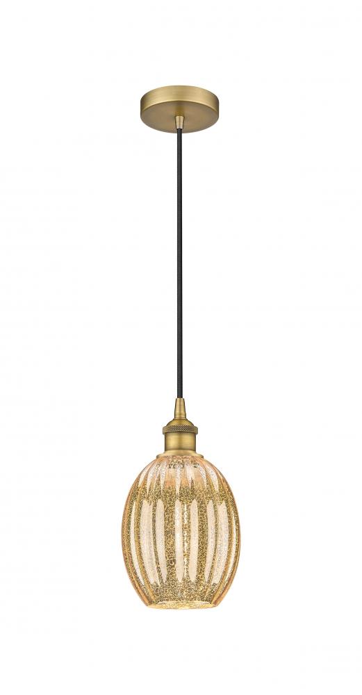 Preston Bulb - 1 Light - 6 inch - Brushed Brass - Cord hung - Mini Pendant