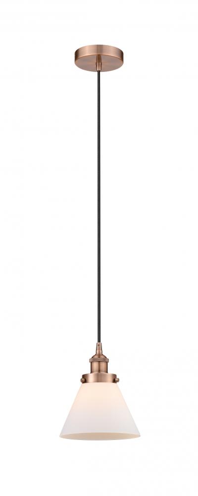 Cone - 1 Light - 8 inch - Antique Copper - Cord hung - Mini Pendant