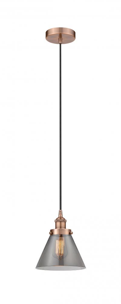 Cone - 1 Light - 8 inch - Antique Copper - Cord hung - Mini Pendant