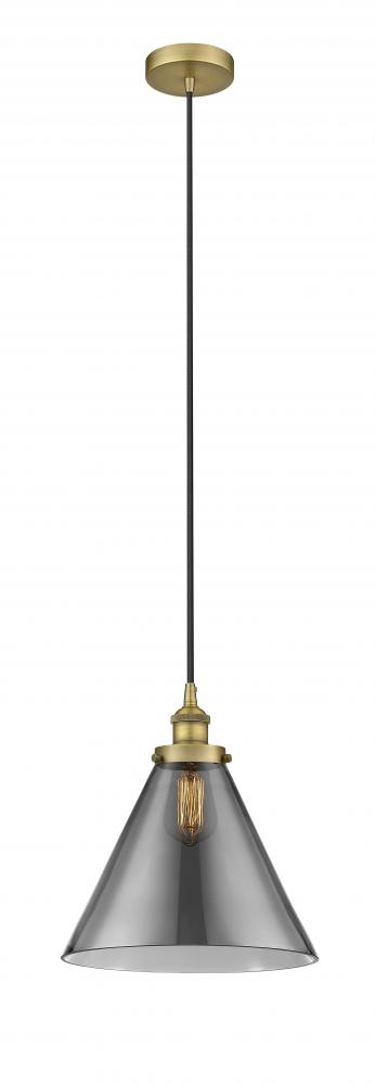 Cone - 1 Light - 12 inch - Brushed Brass - Cord hung - Mini Pendant
