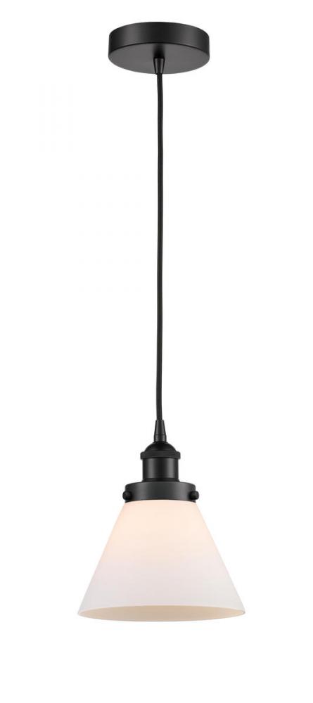 Cone - 1 Light - 8 inch - Matte Black - Cord hung - Mini Pendant