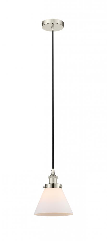 Cone - 1 Light - 8 inch - Polished Nickel - Cord hung - Mini Pendant