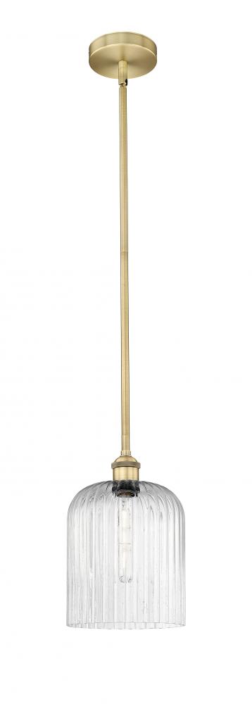 Bridal Veil - 1 Light - 5 inch - Brushed Brass - Cord hung - Mini Pendant