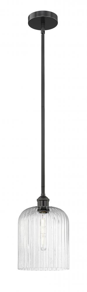 Bridal Veil - 1 Light - 5 inch - Matte Black - Cord hung - Mini Pendant