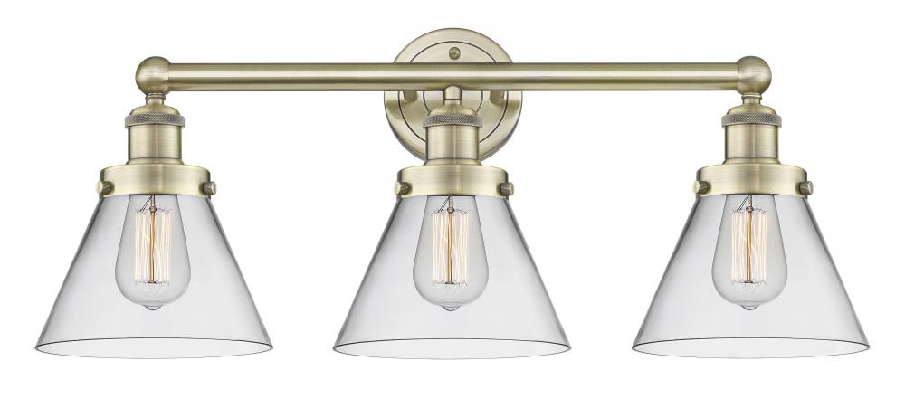 Cone - 3 Light - 26 inch - Antique Brass - Bath Vanity Light