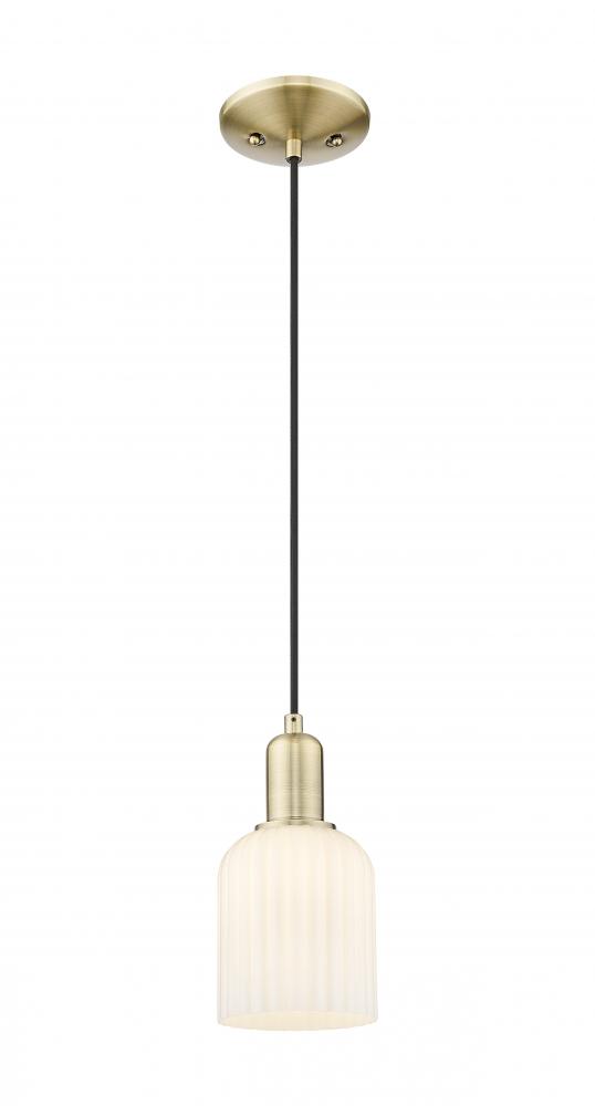 Bridal Veil - 1 Light - 6 inch - Antique Brass - Cord hung - Mini Pendant