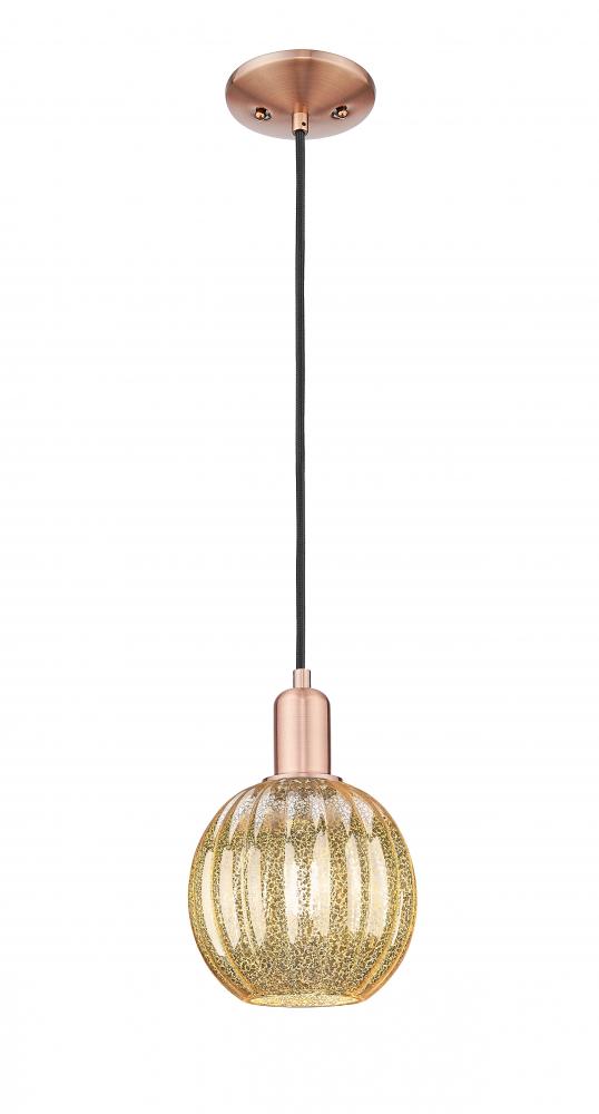 Preston - 1 Light - 6 inch - Antique Copper - Cord hung - Mini Pendant