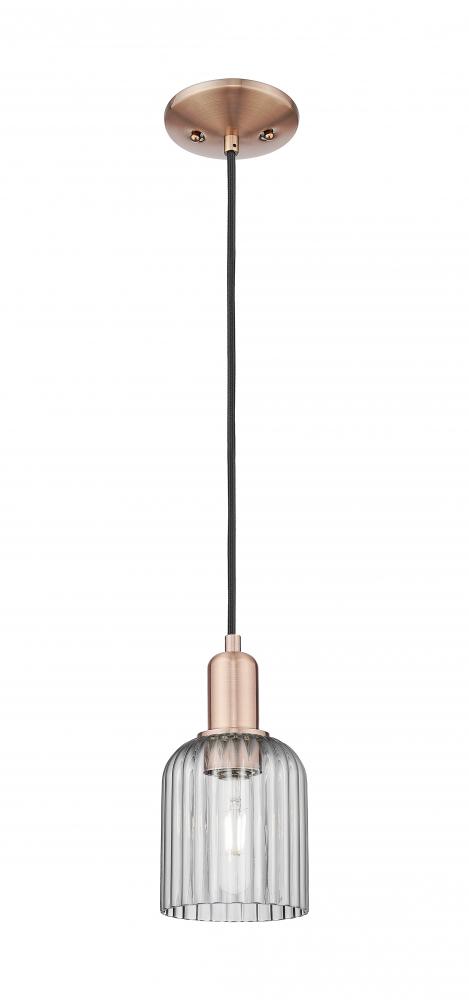 Bridal Veil - 1 Light - 6 inch - Antique Copper - Cord hung - Mini Pendant