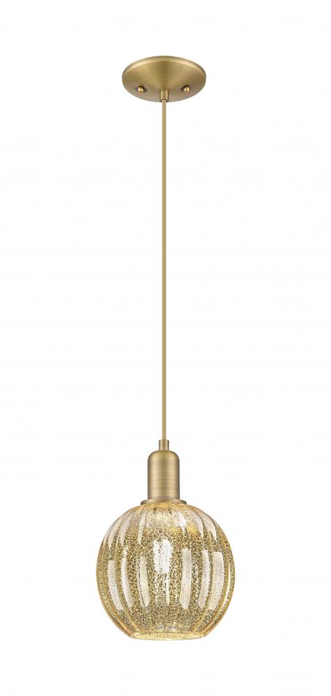 Preston - 1 Light - 6 inch - Brushed Brass - Cord hung - Mini Pendant