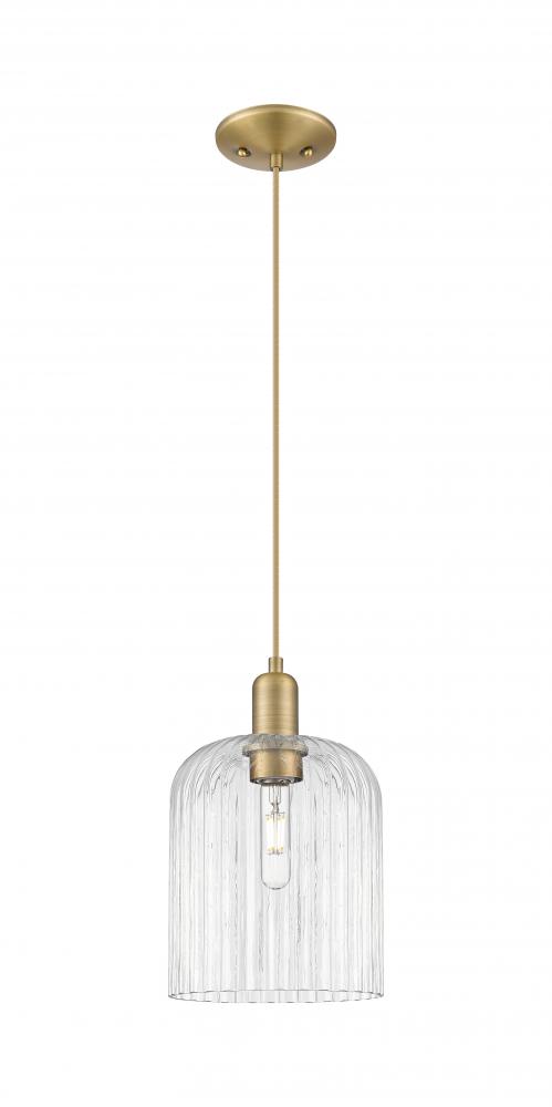 Bridal Veil - 1 Light - 8 inch - Brushed Brass - Cord hung - Mini Pendant