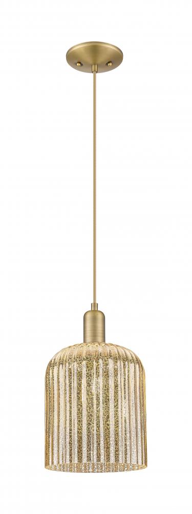Bridal Veil - 1 Light - 8 inch - Brushed Brass - Cord hung - Mini Pendant