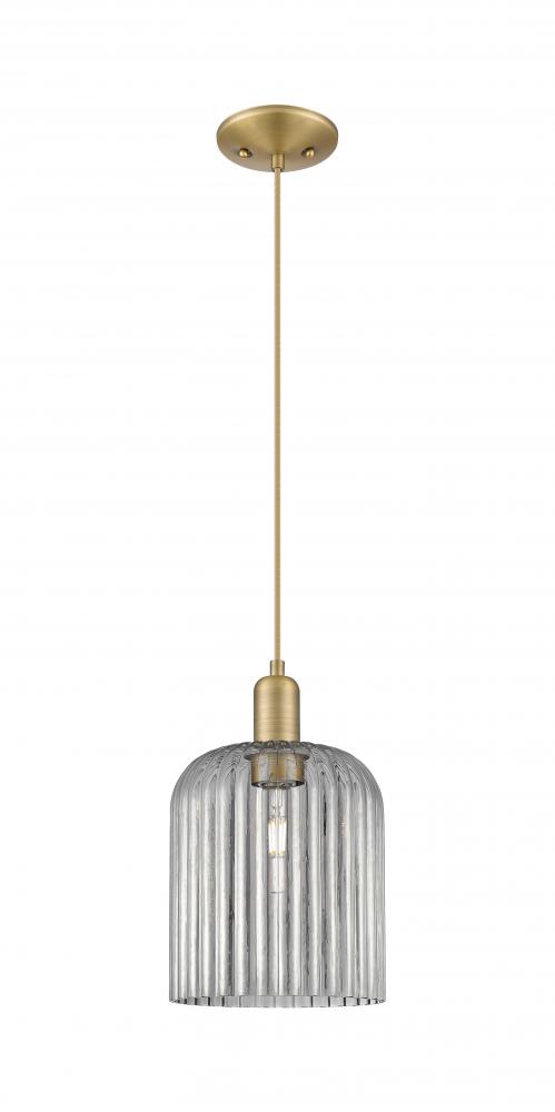 Bridal Veil - 1 Light - 8 inch - Brushed Brass - Cord hung - Mini Pendant