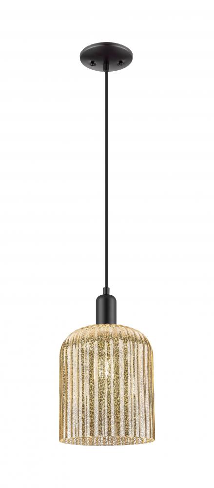 Bridal Veil - 1 Light - 8 inch - Matte Black - Cord hung - Mini Pendant