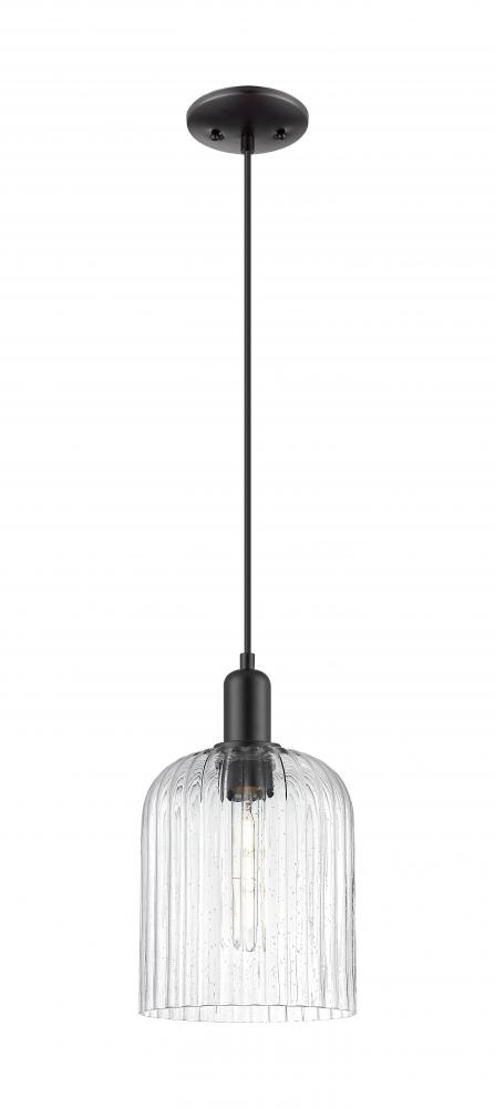 Bridal Veil - 1 Light - 8 inch - Matte Black - Cord hung - Mini Pendant