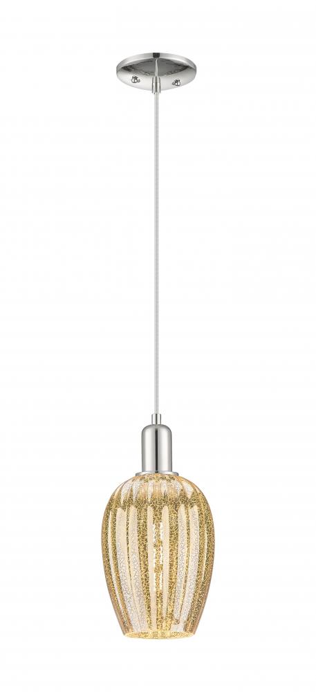 Preston - 1 Light - 6 inch - Polished Nickel - Cord hung - Mini Pendant