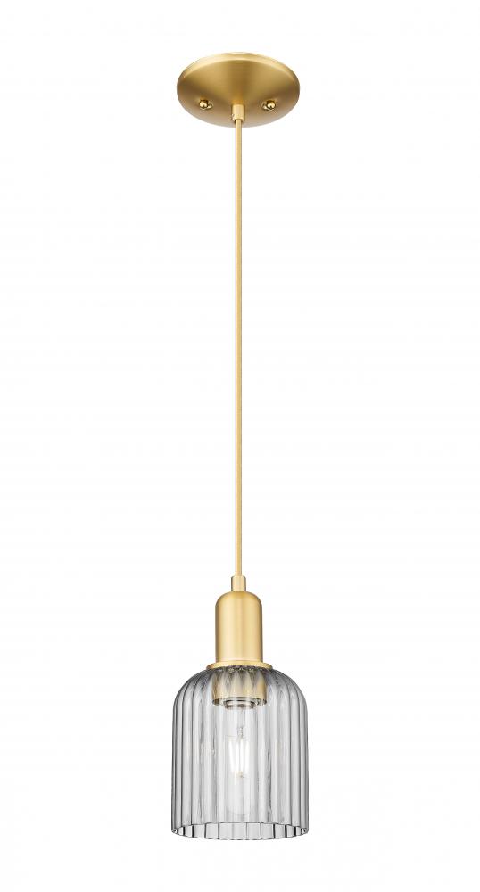 Bridal Veil - 1 Light - 6 inch - Satin Gold - Cord hung - Mini Pendant