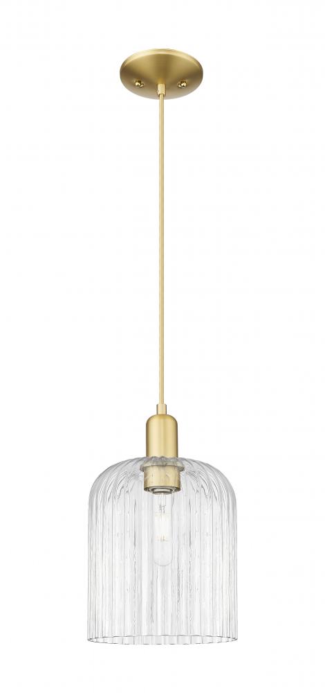 Bridal Veil - 1 Light - 8 inch - Satin Gold - Cord hung - Mini Pendant