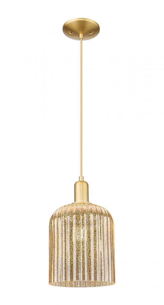Bridal Veil - 1 Light - 8 inch - Satin Gold - Cord hung - Mini Pendant