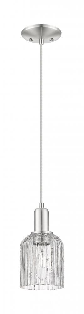 Bridal Veil - 1 Light - 6 inch - Brushed Satin Nickel - Cord hung - Mini Pendant