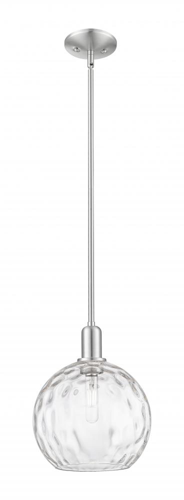 Athens Water Glass - 1 Light - 10 inch - Brushed Satin Nickel - Stem hung - Mini Pendant