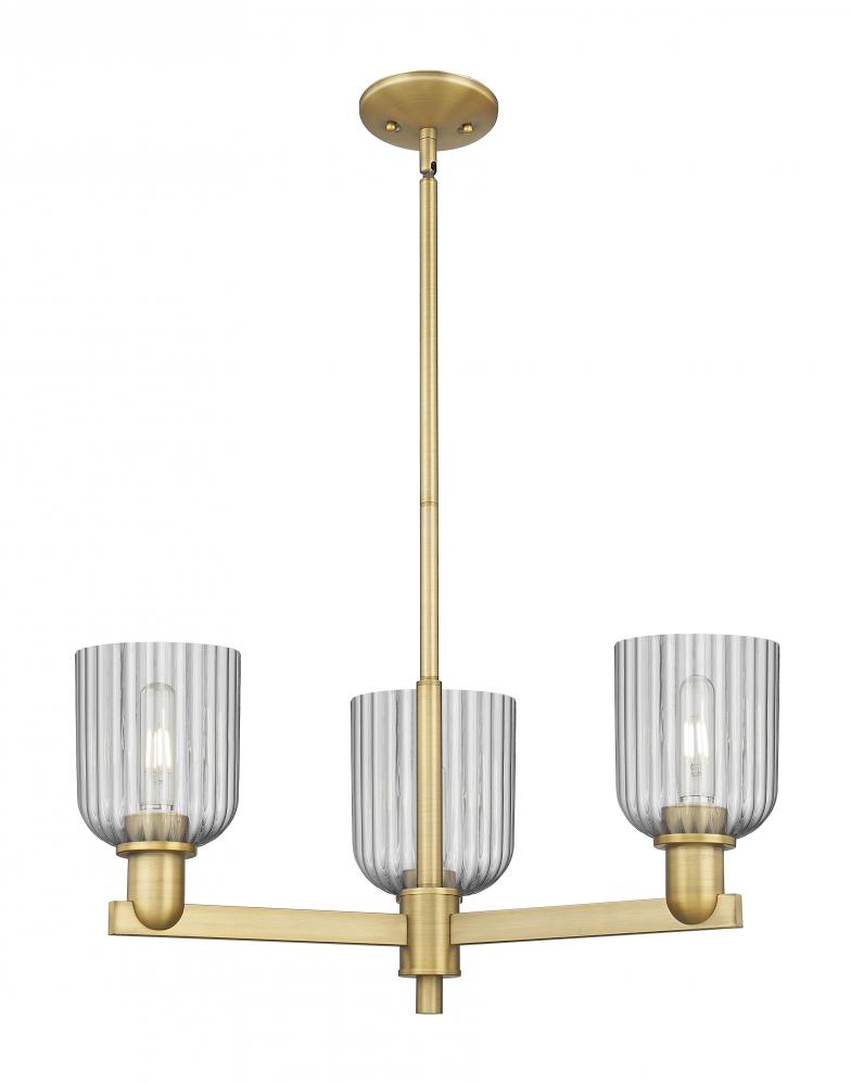 Bridal Veil - 3 Light - 18 inch - Brushed Brass - Flush Mount