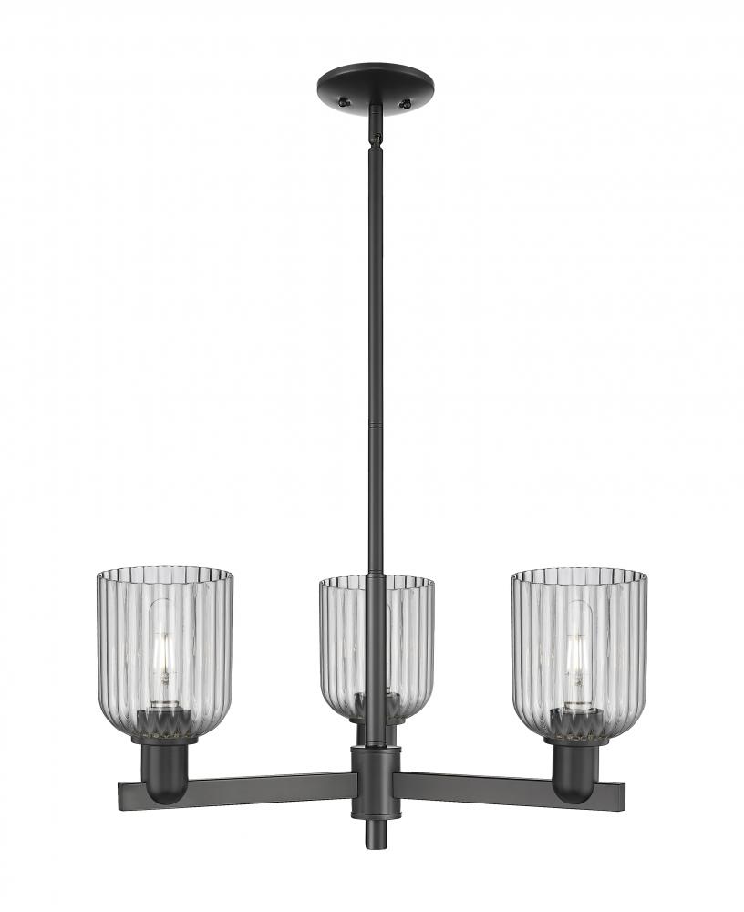 Bridal Veil - 3 Light - 18 inch - Matte Black - Flush Mount