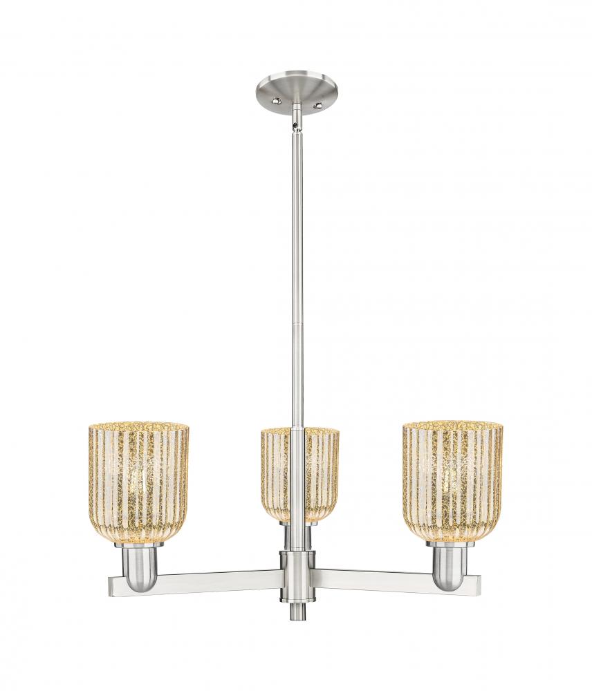 Bridal Veil - 3 Light - 18 inch - Satin Nickel - Flush Mount