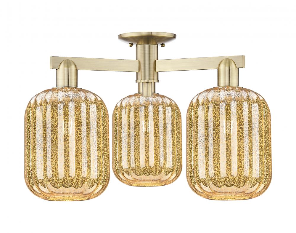Preston - 3 Light - 6 inch - Antique Brass - Semi-Flush Mount