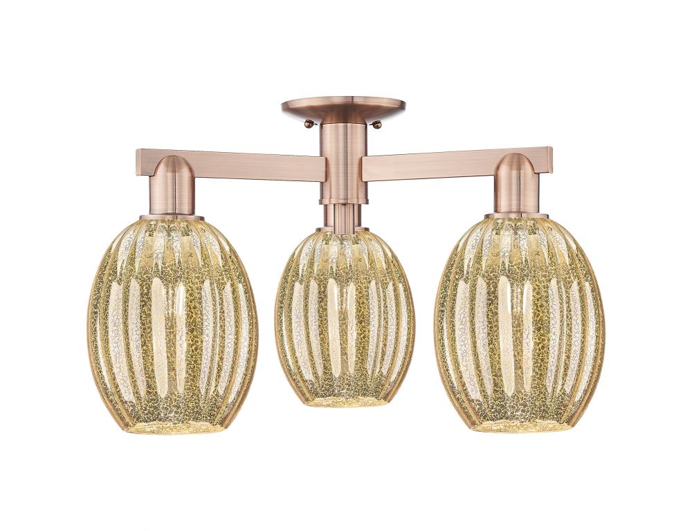 Preston - 3 Light - 6 inch - Antique Copper - Semi-Flush Mount