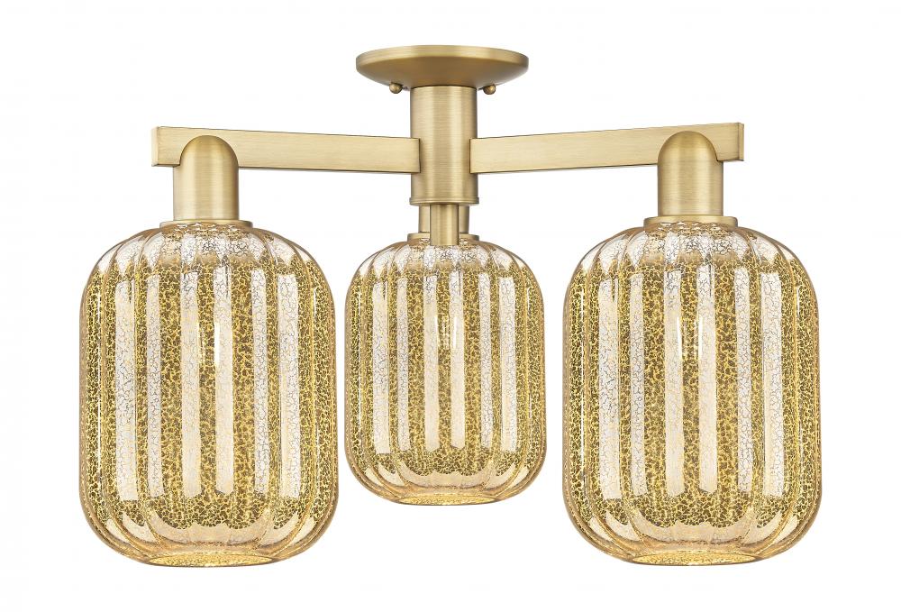 Preston - 3 Light - 6 inch - Brushed Brass - Semi-Flush Mount