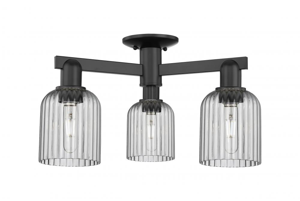 Bridal Veil - 3 Light - 6 inch - Matte Black - Semi-Flush Mount