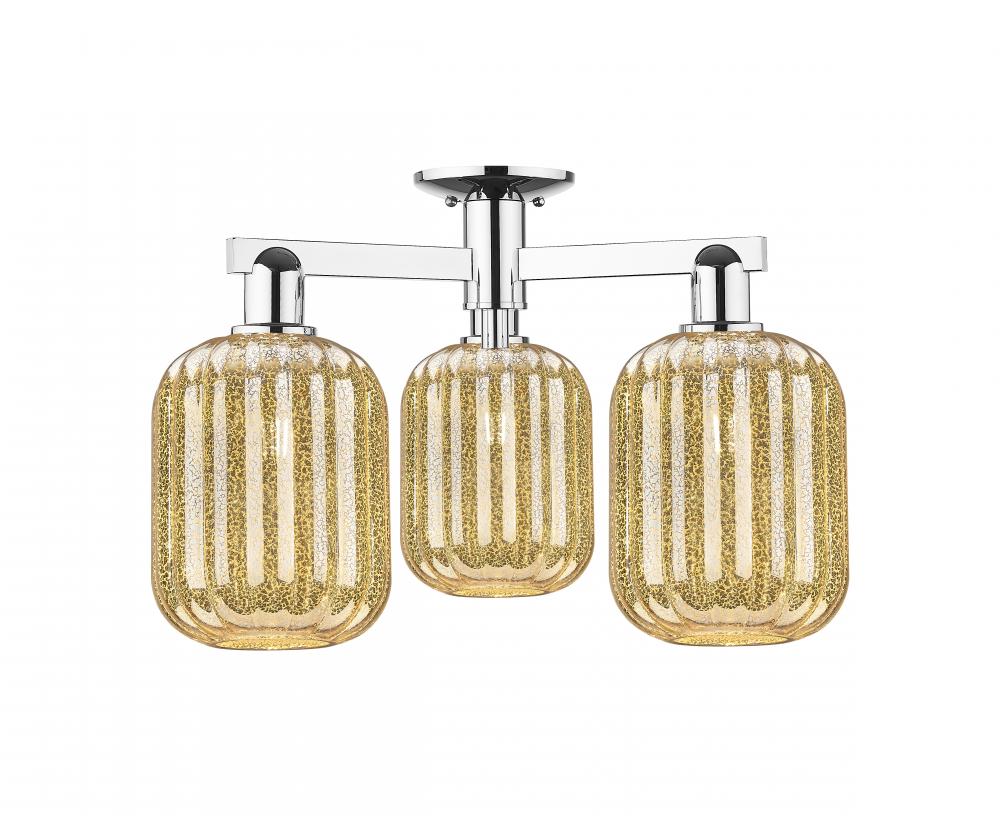 Preston - 3 Light - 6 inch - Polished Chrome - Semi-Flush Mount