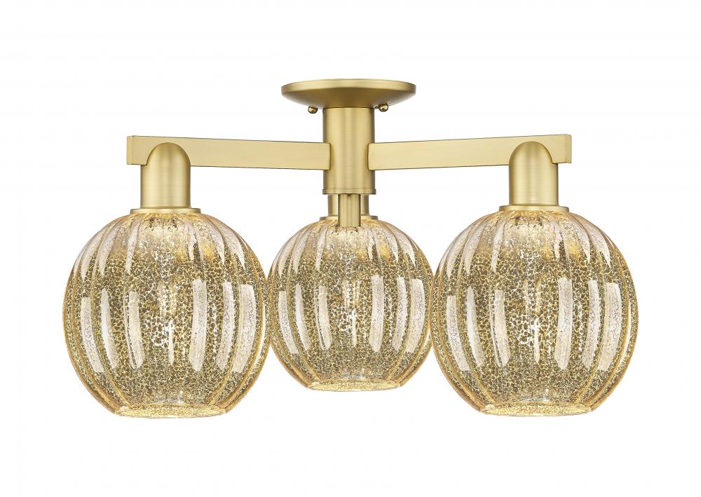 Preston - 3 Light - 6 inch - Satin Gold - Semi-Flush Mount