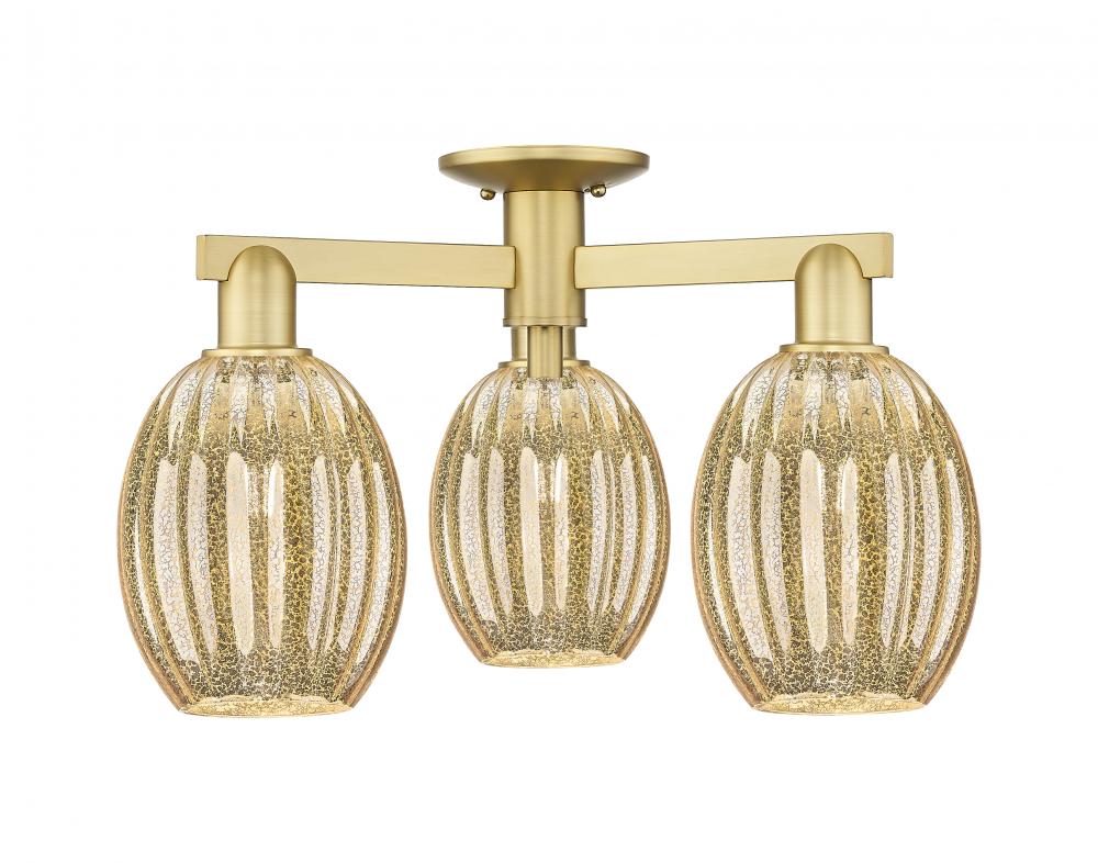 Preston - 3 Light - 6 inch - Satin Gold - Semi-Flush Mount