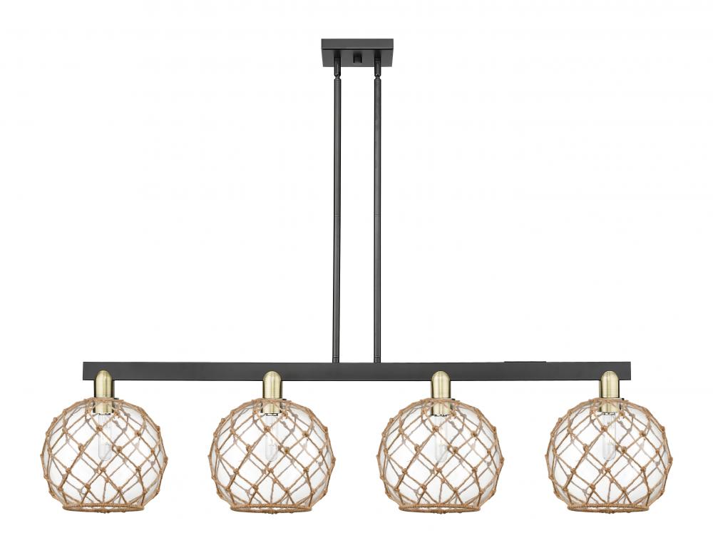Farmhouse Rope - 4 Light - 53 inch - Black Antique Brass - Stem hung - Island Light