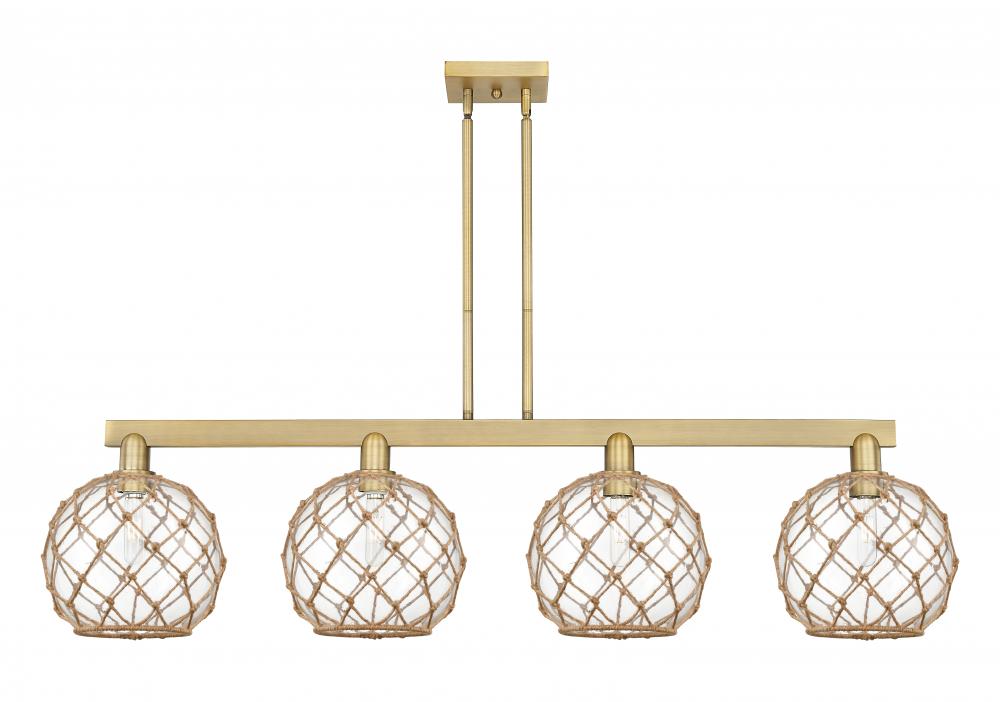 Farmhouse Rope - 4 Light - 53 inch - Brushed Brass - Stem hung - Island Light