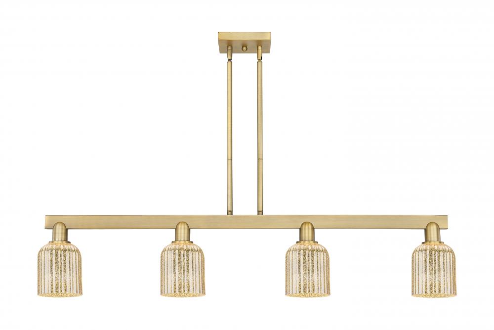Bridal Veil - 4 Light - 48 inch - Brushed Brass - Cord hung - Island Light