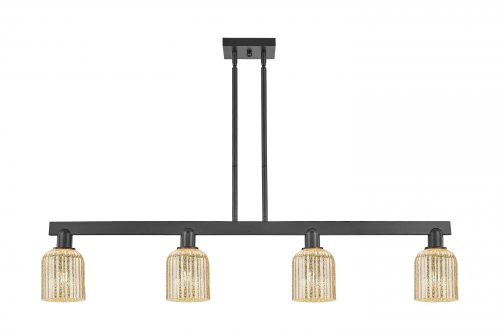 Bridal Veil - 4 Light - 48 inch - Matte Black - Cord hung - Island Light